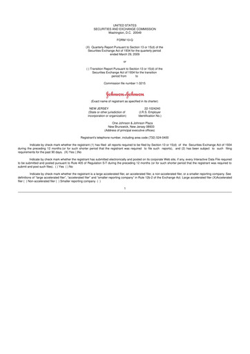 Thumbnail Johnson & Johnson 10-Q Quarterly Report FY 