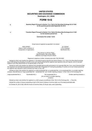 Thumbnail Johnson & Johnson 10-Q Quarterly Report FY2013 