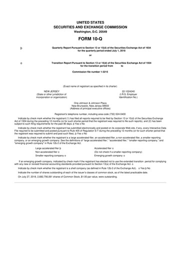 Thumbnail Johnson & Johnson 10-Q Quarterly Report FY2018 