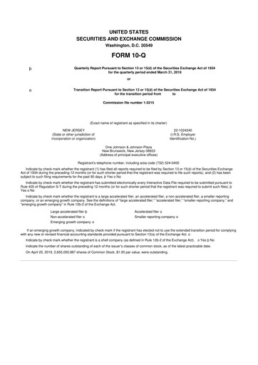 Thumbnail Johnson & Johnson 10-Q Quarterly Report FY2019 