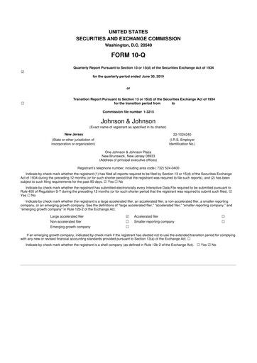 Thumbnail Johnson & Johnson 10-Q Quarterly Report FY2019 