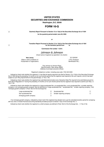 Thumbnail Johnson & Johnson 10-Q Quarterly Report FY2020 