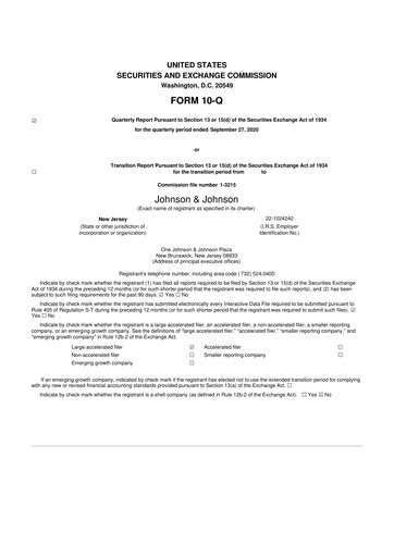 Thumbnail Johnson & Johnson 10-Q Quarterly Report FY2020 