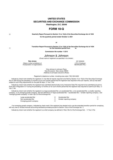 Thumbnail Johnson & Johnson 10-Q Quarterly Report FY2021 