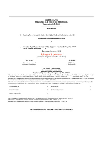 Miniature Johnson & Johnson 10-Q Rapport trimestriel  