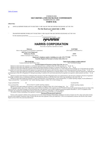 Thumbnail L3Harris Technologies 10-K Annual Report 2016