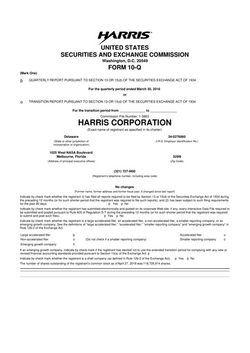 Thumbnail L3Harris Technologies 10-Q Quarterly Report FY2018 