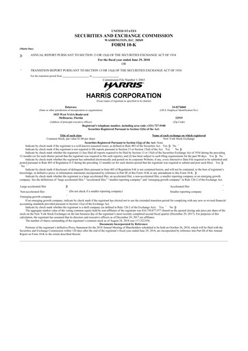 Thumbnail L3Harris Technologies 10-K Annual Report 2018