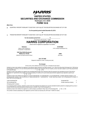 Thumbnail L3Harris Technologies 10-Q Quarterly Report FY2019 