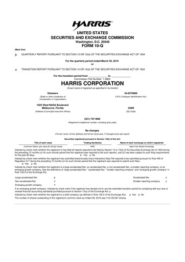 Thumbnail L3Harris Technologies 10-Q Quarterly Report FY2019 