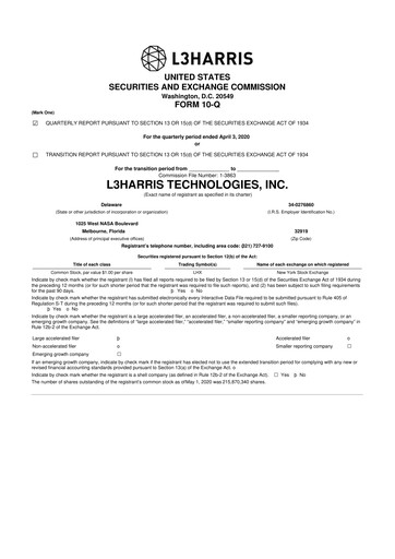 Thumbnail L3Harris Technologies 10-Q Quarterly Report FY2020 