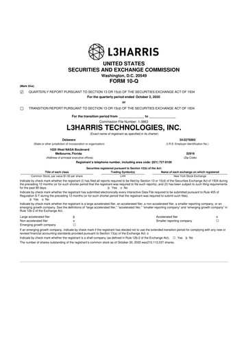 Thumbnail L3Harris Technologies 10-Q Quarterly Report FY2020 