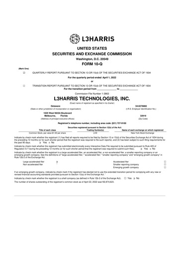 Thumbnail L3Harris Technologies 10-Q Quarterly Report FY2022 