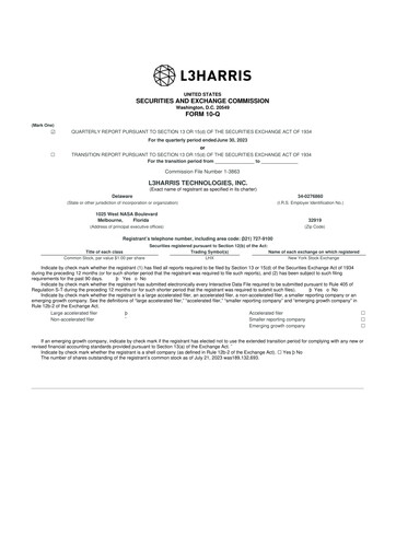 Thumbnail L3Harris Technologies 10-Q Quarterly Report FY2023 