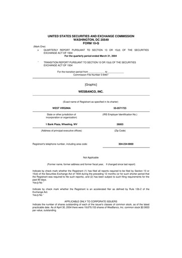 Miniature WesBanco 10-Q Rapport trimestriel  