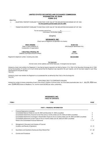 Miniature WesBanco 10-Q Rapport trimestriel  