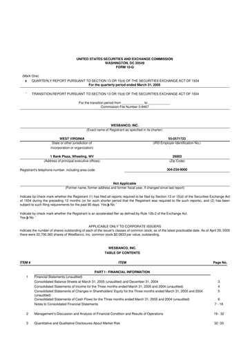 Thumbnail WesBanco 10-Q Quarterly Report FY 