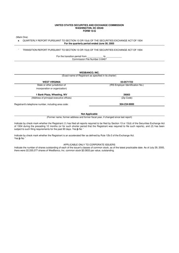 Miniature WesBanco 10-Q Rapport trimestriel  