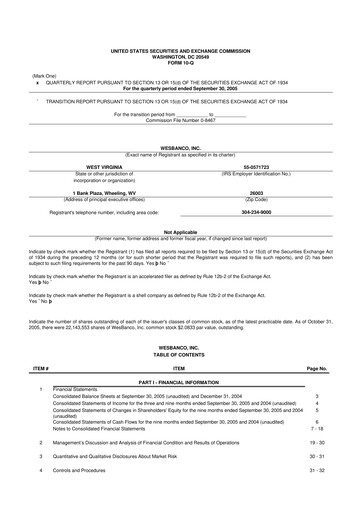 Miniature WesBanco 10-Q Rapport trimestriel  