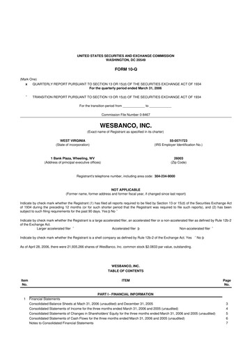 Miniature WesBanco 10-Q Rapport trimestriel  