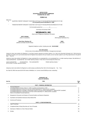 Miniature WesBanco 10-Q Rapport trimestriel  