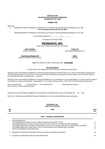 Miniature WesBanco 10-Q Rapport trimestriel  