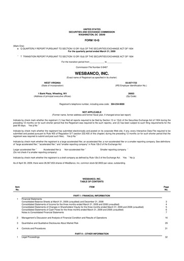 Miniature WesBanco 10-Q Rapport trimestriel  