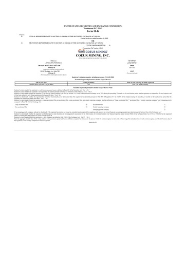 Thumbnail Coeur Mining
 10-K Annual Report 2022