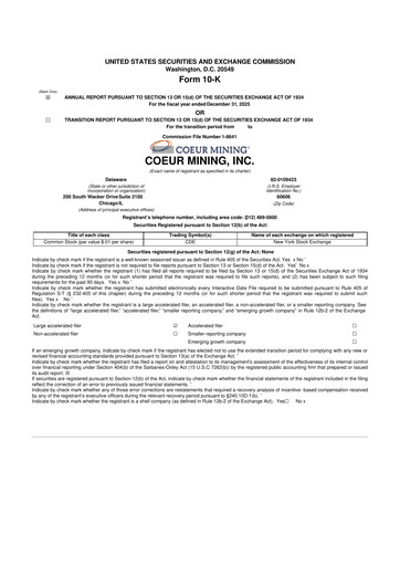 Thumbnail Coeur Mining
 10-K Annual Report 2025