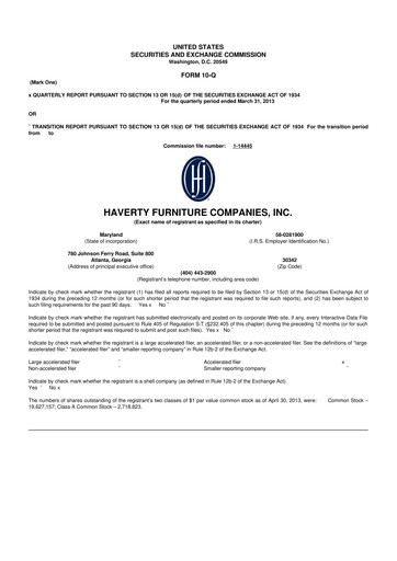 Thumbnail Havertys 10-Q Quarterly Report FY2013 