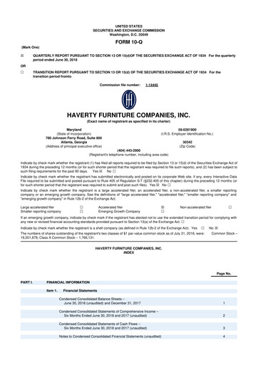 Thumbnail Havertys 10-Q Quarterly Report FY2018 