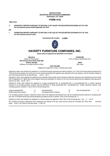 Thumbnail Havertys 10-Q Quarterly Report FY2018 