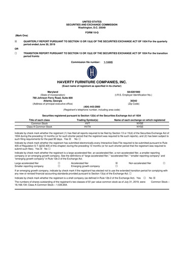 Thumbnail Havertys 10-Q Quarterly Report FY2019 