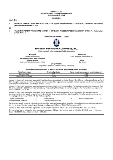 Thumbnail Havertys 10-Q Quarterly Report FY2019 
