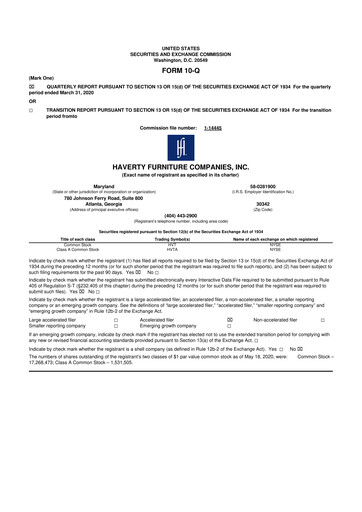 Thumbnail Havertys 10-Q Quarterly Report FY2020 