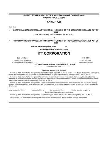 Thumbnail ITT 10-Q Quarterly Report FY2014 