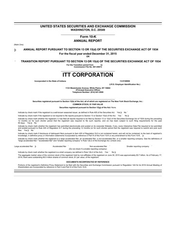 Thumbnail ITT 10-K Annual Report 2015