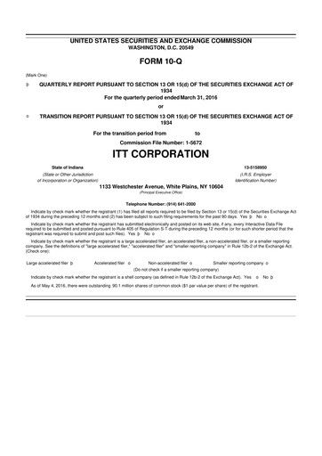 Thumbnail ITT 10-Q Quarterly Report FY2016 
