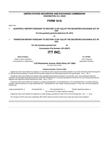 Thumbnail ITT 10-Q Quarterly Report FY2016 