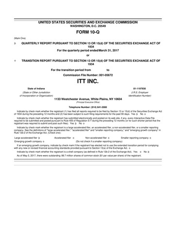 Thumbnail ITT 10-Q Quarterly Report FY2017 