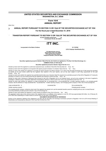 Thumbnail ITT 10-K Annual Report 2018