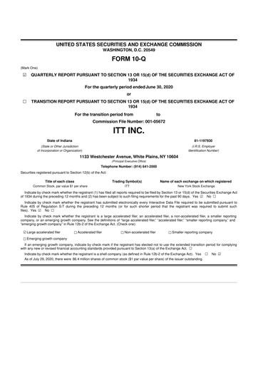 Thumbnail ITT 10-Q Quarterly Report FY2020 