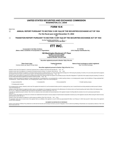 Thumbnail ITT 10-K Annual Report 2022