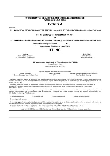 Thumbnail ITT 10-Q Quarterly Report FY2024 