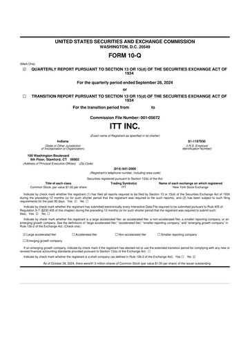 Thumbnail ITT 10-Q Quarterly Report FY2024 