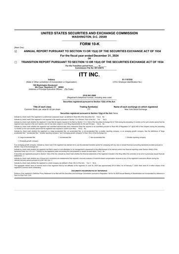 Thumbnail ITT 10-K Annual Report 2024