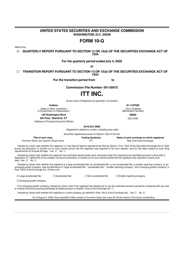Thumbnail ITT 10-Q Quarterly Report FY2026 