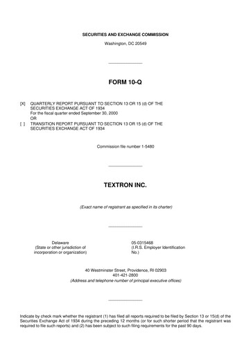 Miniature Textron 10-Q Rapport trimestriel  