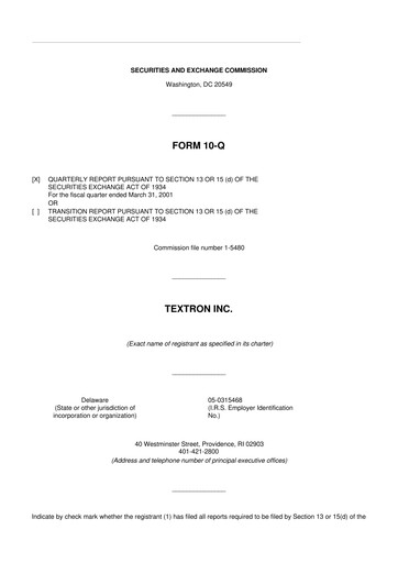 Miniature Textron 10-Q Rapport trimestriel  