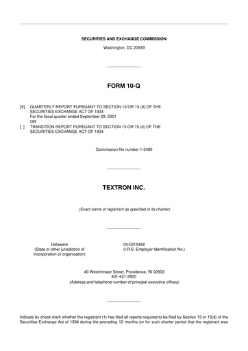 Miniature Textron 10-Q Rapport trimestriel  